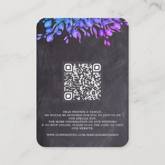 Botanischer Eukalyptus QR Code Rustikale Hochzeits Begleitkarte (Rückseite)