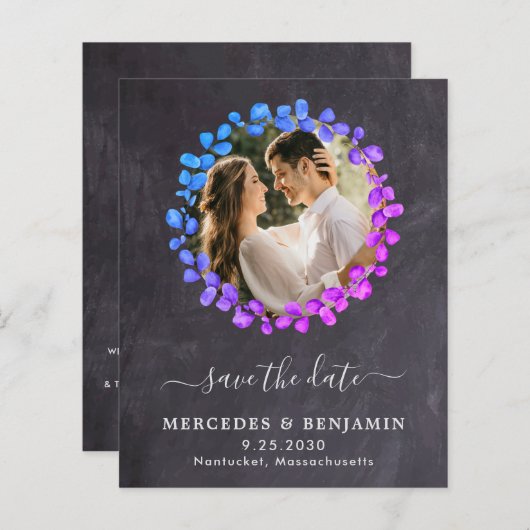 Botanischer Eukalyptus-QR-Code Save the Date (Vorne/Hinten)