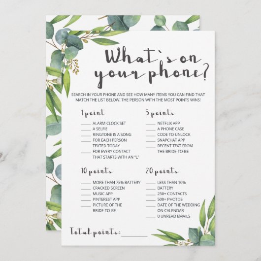 Botanischer Eukalyptus Was auf Ihrem Handyspiel is (Vorne/Hinten)