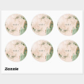 Botanischer Eukalyptus Wasserfarben Elegantes Mono Runder Aufkleber (Blatt)