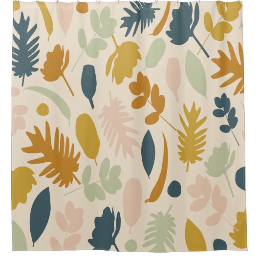 Botanischer Fall Blume und Blätter Muster Duschvorhang (Vorderseite)