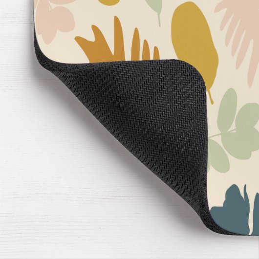 Botanischer Fall Blume und Blätter Muster Mousepad (Ecke)