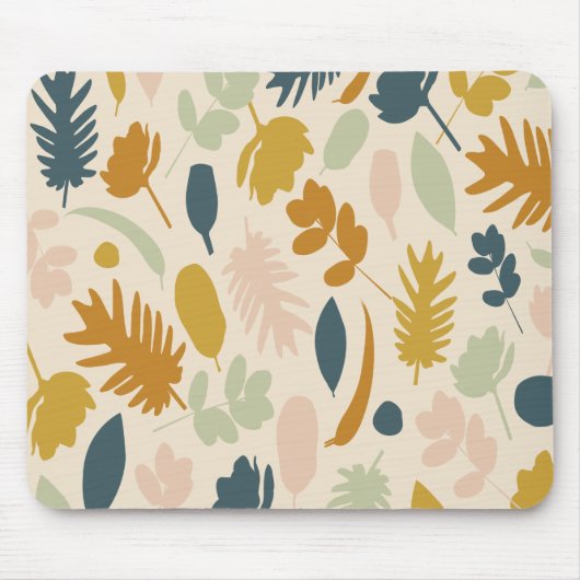 Botanischer Fall Blume und Blätter Muster Mousepad (Vorne)