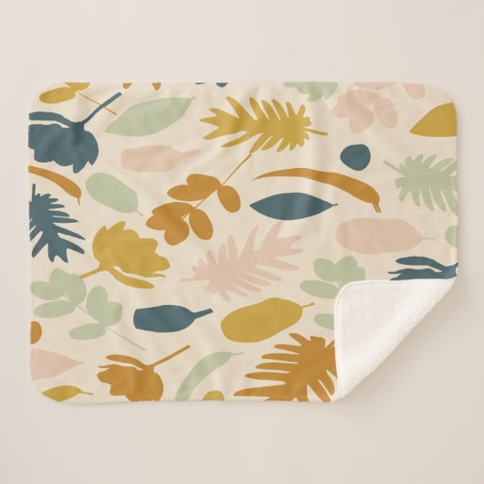 Botanischer Fall Blume und Blätter Muster Sherpadecke (Vorderseite (Horizontal))