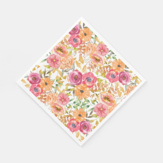 Botanischer Fall Floral Wasserfarbe Polterabend Serviette (Ecke)