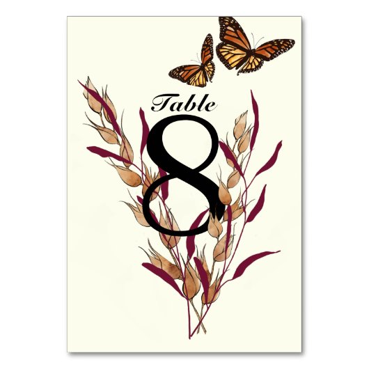 Botanischer Fall von Monarch Butterfly Tischnummer (Vorderseite)