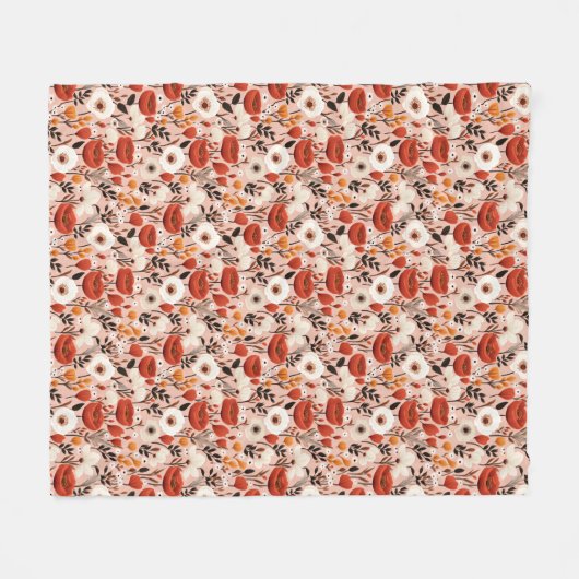 Botanischer Fall-Wildblumen Wiesenmuster Fleecedecke (Vorderseite (Horizontal))