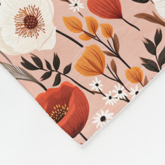 Botanischer Fall-Wildblumen Wiesenmuster Fleecedecke (Ecke)
