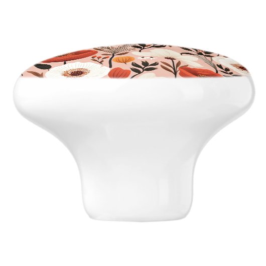 Botanischer Fall-Wildblumen Wiesenmuster Keramikknauf (Seitenansicht)