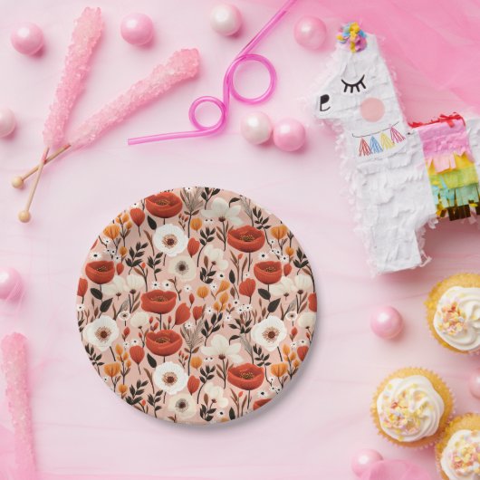 Botanischer Fall-Wildblumen Wiesenmuster Pappteller (Party)