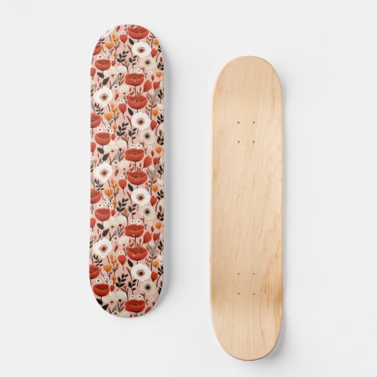 Botanischer Fall-Wildblumen Wiesenmuster Skateboard (Vorderseite)