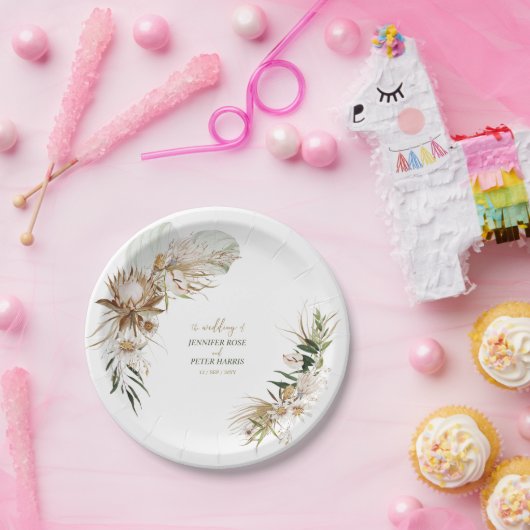 Botanischer Fall/Winterhochzeit von Green & Gold Pappteller (Party)