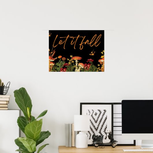 Botanischer Fall Zitat Pilze schwarz Poster (Heimbüro)