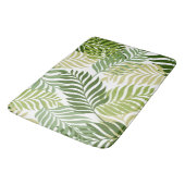 Botanischer Farn verlässt Muster auf Weiß Badematte (Schrägansicht)