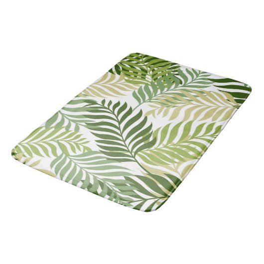 Botanischer Farn verlässt Muster auf Weiß Badematte (Schrägansicht)