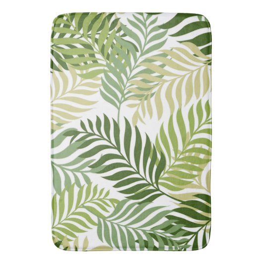 Botanischer Farn verlässt Muster auf Weiß Badematte (Vorderseite Vertikal)