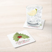 Botanischer Feiertag Elegant Frohe Weihnachtsnamen Rechteckiger Pappuntersetzer (Vor Ort)