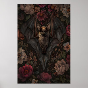 Botanischer Fledermaus-Gotik-Stimmungsdruck, Dunkl Poster
