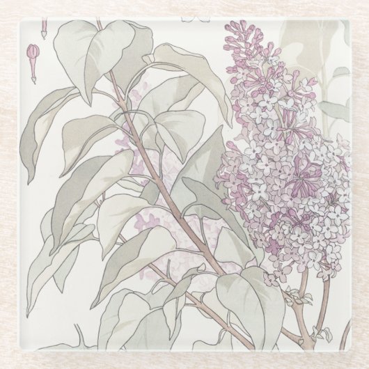 Botanischer Flieder Glasuntersetzer (Vorderseite)