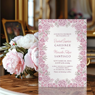 Botanischer floraler Dusty Rose Blush Burgunder Ho Einladung