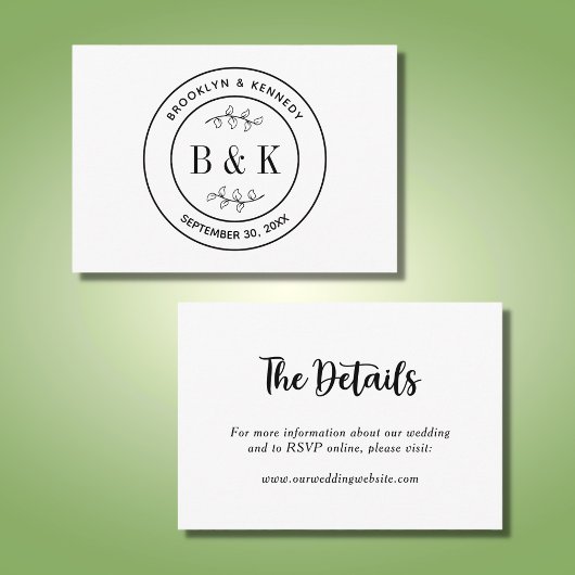 Botanischer floraler Fun Monogram Wedelname Begleitkarte