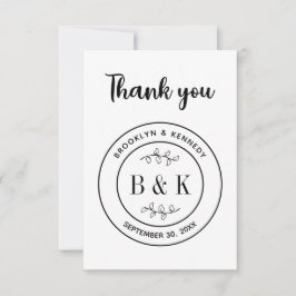 Botanischer floraler Fun Monogram Wedelname Dankeskarte