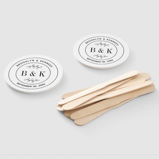 Botanischer floraler Fun Monogram Wedelname Fächer (Non-assembled)