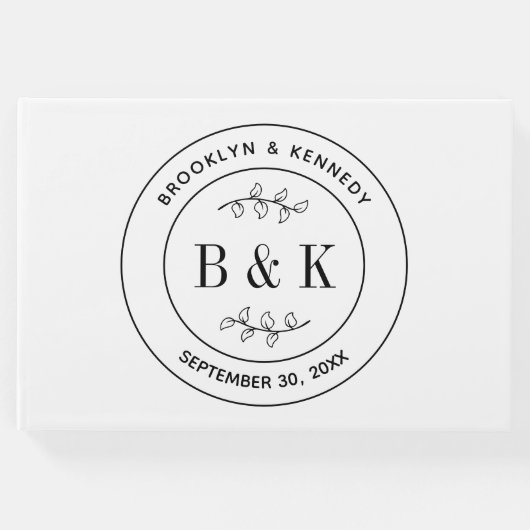 Botanischer floraler Fun Monogram Wedelname Gästebuch (Vorderseite)