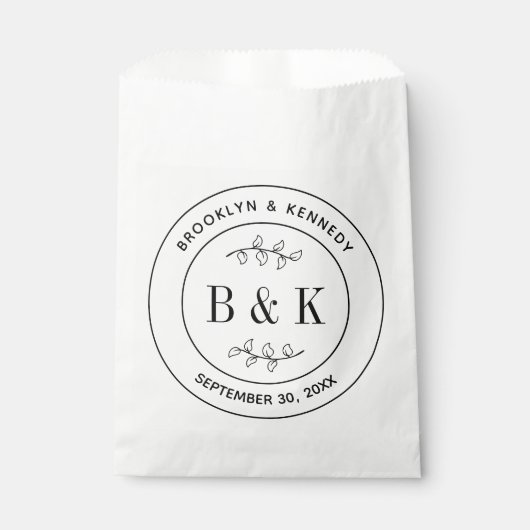 Botanischer floraler Fun Monogram Wedelname Geschenktütchen (Vorderseite)