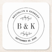 Botanischer floraler Fun Monogram Wedelname Rechteckiger Pappuntersetzer (Vorderseite)