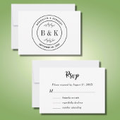 Botanischer floraler Fun Monogram Wedelname RSVP Karte