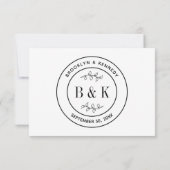 Botanischer floraler Fun Monogram Wedelname RSVP Karte (Rückseite)