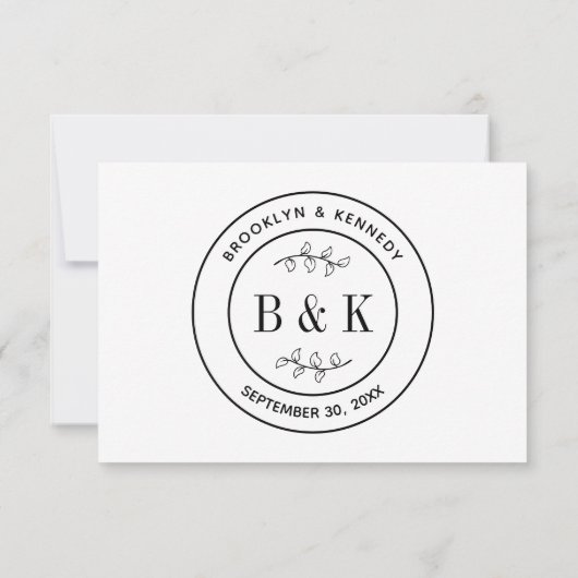 Botanischer floraler Fun Monogram Wedelname RSVP Karte (Rückseite)