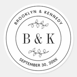 Botanischer floraler Fun Monogram Wedelname Runder Aufkleber