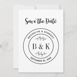 Botanischer floraler Fun Monogram Wedelname Save The Date