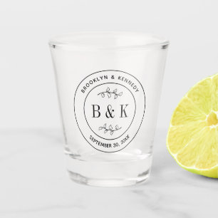 Botanischer floraler Fun Monogram Wedelname Schnapsglas