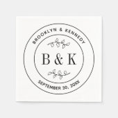 Botanischer floraler Fun Monogram Wedelname Serviette (Vorderseite)