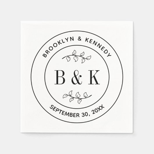 Botanischer floraler Fun Monogram Wedelname Serviette (Vorderseite)