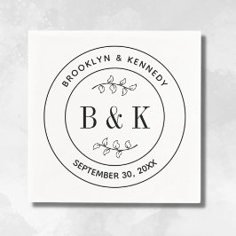 Botanischer floraler Fun Monogram Wedelname Serviette