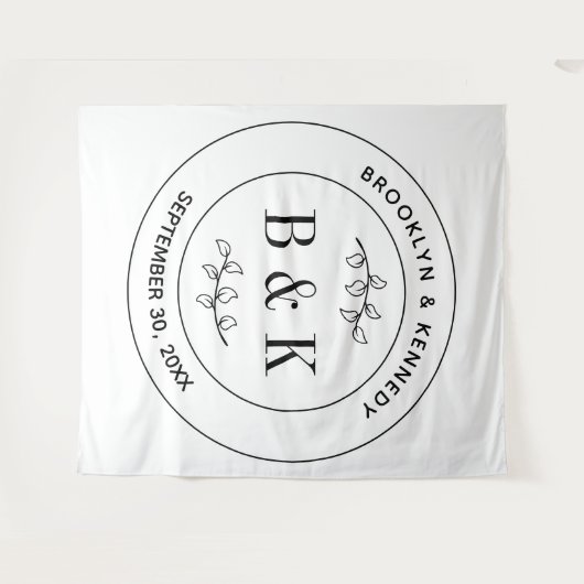 Botanischer floraler Fun Monogram Wedelname Wandteppich (Vorderseite (Horizontal))