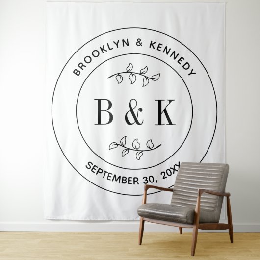 Botanischer floraler Fun Monogram Wedelname Wandteppich (Beispiel)