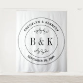 Botanischer floraler Fun Monogram Wedelname Wandteppich (Vorderseite)