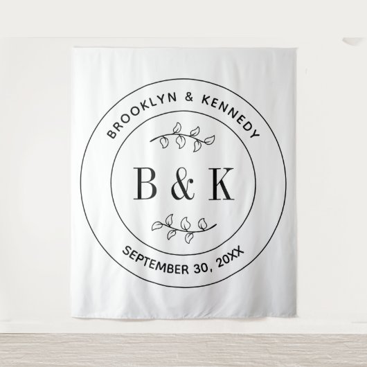 Botanischer floraler Fun Monogram Wedelname Wandteppich (Vorderseite)