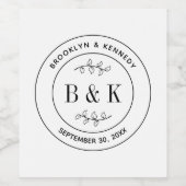 Botanischer floraler Fun Monogram Wedelname Weinetikett (Einzelnes Label)