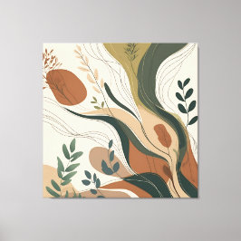 Botanischer Fluss - Abstrakte Natur in Erdtönen Leinwanddruck