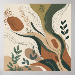 Botanischer Fluss - Abstrakte Natur in Erdtönen Poster