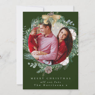 Botanischer Foliage Wreath 1 Foto Frohe Weihnachte Feiertagskarte