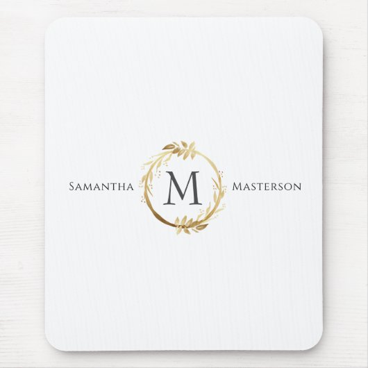 Botanischer Folienkreath aus Custom Gold Monogram Mousepad (Vorne)