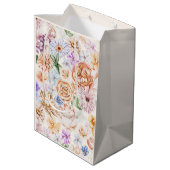 Botanischer Frühling Pachy Pink Blume Mittlere Geschenktüte (Rückseite Schrägansicht)