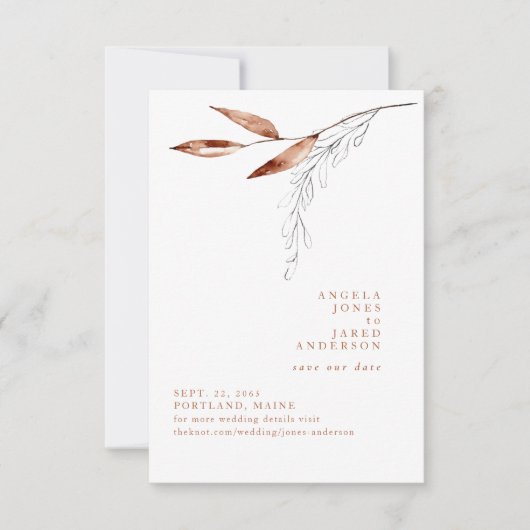 Botanischer Frühling Terracotta Save the Date (Vorderseite)